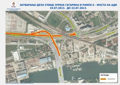 ЗАТВАРАЊЕ ДЕЛА УЛИЦЕ ЈУРИЈА ГАГАРИНА И РАМПЕ 6 МОСТА ПРЕКО АДЕ