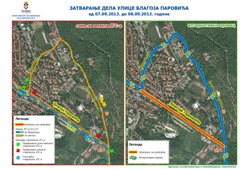 ЗА САОБРАЋАЈ ЗАТВОРЕН ДЕО УЛИЦЕ БЛАГОЈА ПАРОВИЋА ИЗМЕЂУ ЖАРКОВАЧКЕ УЛИЦЕ И УЛИЦЕ КНЕЗА ВИШЕСЛАВА