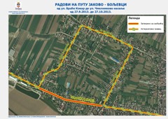 ИЗМЕНЕ У РЕЖИМУ САОБРАЋАЈА НА ПУТУ ЈАКОВО - БОЉЕВЦИ