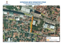 ЗА САОБРАЋАЈ ЗАТВОРЕН ДЕО ЂЕРДАПСКЕ УЛИЦЕ ОД ЈУЖНОГ БУЛЕВАРА ДО ГОСПОДАРА ВУЧИЋА од  22.04.2013. до 30.04.2013.