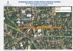 ЗА САОБРАЋАЈ ЗАТВОРЕНА УЛИЦА ХЕРОЈА МИЛАНА ТЕПИЋА