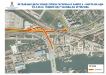 ЗАТВАРАЊЕ ДЕЛА УЛИЦЕ ЈУРИЈА ГАГАРИНА И РАМПЕ 6 МОСТА ПРЕКО АДЕ 15.02.2013. ОД 7 ДО 19 ЧАСОВА