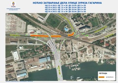 НОЋНО ЗАТВАРАЊЕ ДЕЛА УЛИЦЕ ЈУРИЈА ГАГАРИНА ОД 22.04.2013. ДО 26.04.2013. СВАКЕ НОЋИ ОД  21:30 ДО 05:30