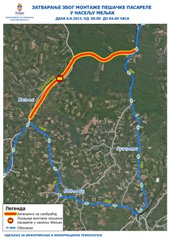 ЗБОГ ПОСТАВЉАЊА ПЕШАЧКЕ ПАСАРЕЛЕ ЗА САОБРАЋАЈ ЗАТВОРЕНA ИБАРСКА МАГИСТРАЛА У НАСЕЉУ МЕЉАК