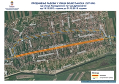 ЗА САОБРАЋАЈ ЗАТВОРЕН ДЕО ВОЈВОЂАНСКЕ УЛИЦЕ ИЗМЕЂУ ДУБРОВАЧКЕ УЛИЦЕ И АЕРОДРОМСКОГ ПУТА