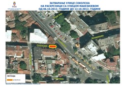 РАДОВИ У СОКОЛСКОJ УЛИЦИ ЗОНА РАСКРСНИЦЕ MЕКЕНЗИЈЕВА-СОКОЛСКА ОД 06.10.2012. ДО 12.10.2012