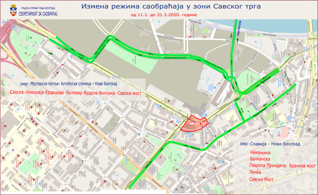                                                      Измена режима саобраћаја током извођења радова на реконструукцији Савског трга (фаза II)
                                                     