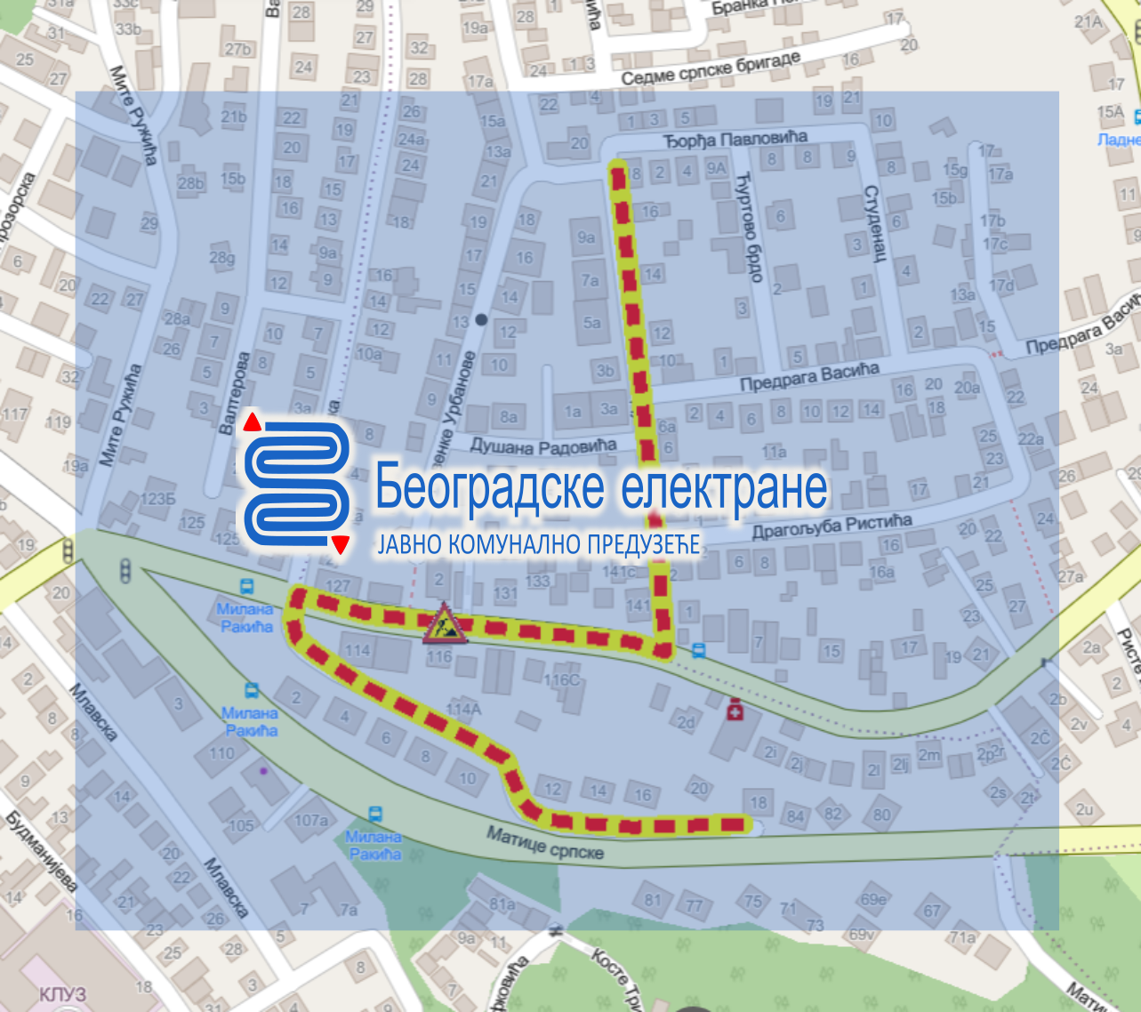                                                      Радови у улицама Милана Ракића и Душана Радовића
                                                     