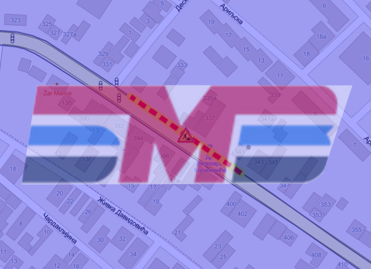                                                      Радови под саобраћајем  у Булевару краља Александра испред бр. 341
                                                     